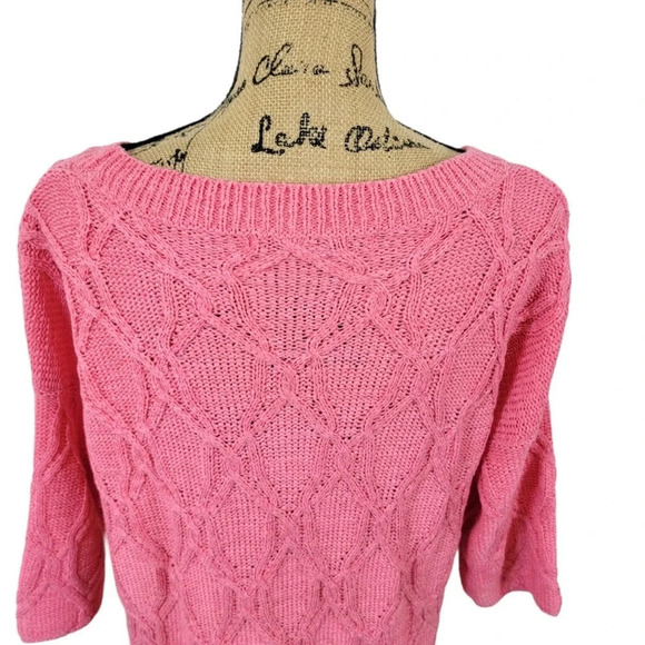 ZARA KNIT Women's Regular Cable Knit Ribbed Oversized Sweater Pink Size Medium - Picture 10 of 14